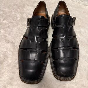Kenneth Cole Black Leather Loafers with Buckle